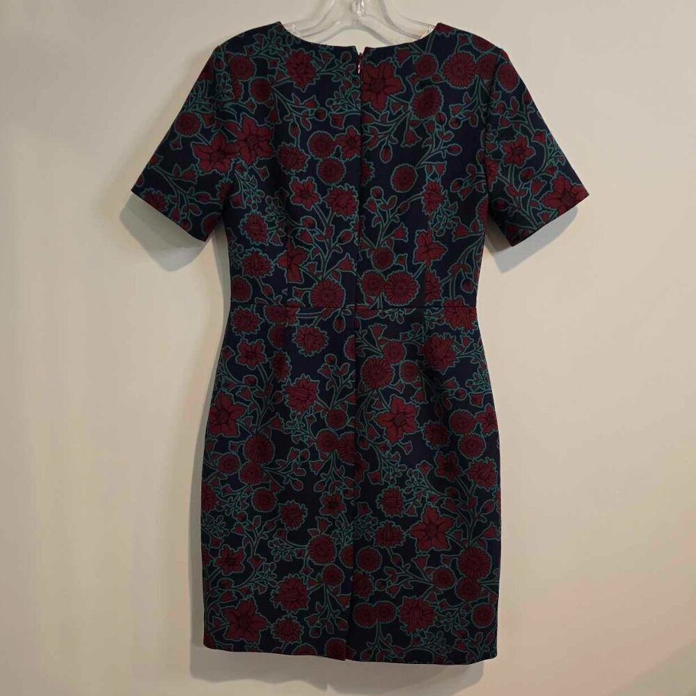 J Crew Short-Sleeve Printed Dress - Blue Burgundy Floral Print - Picture 8 of 12